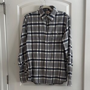 Faherty Gray and White Plaid Men's Shirt